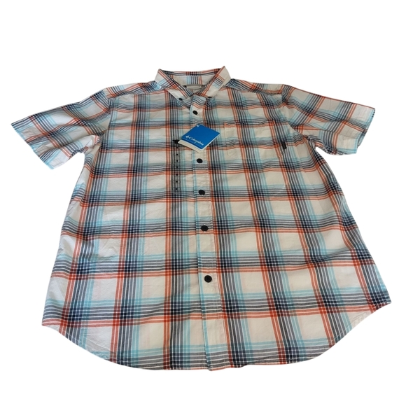 Columbia Button Down Shirt Men's Multicolor Plaid Shortsleeve Size Medium NWT - Picture 6 of 12